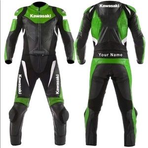 KAWASAKI NEW LEATHER RACING ONE PIECE TRACK SUIT